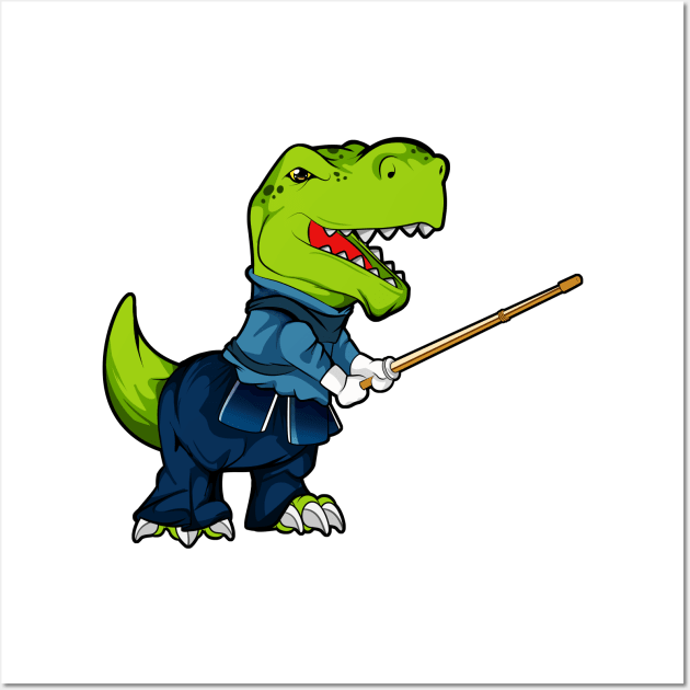 Cartoon TREX doing Kendo Wall Art by Modern Medieval Design